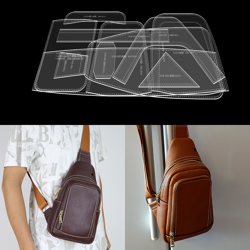 Leatherwork Patterns - 1Set uomo petto borsa stencil modello