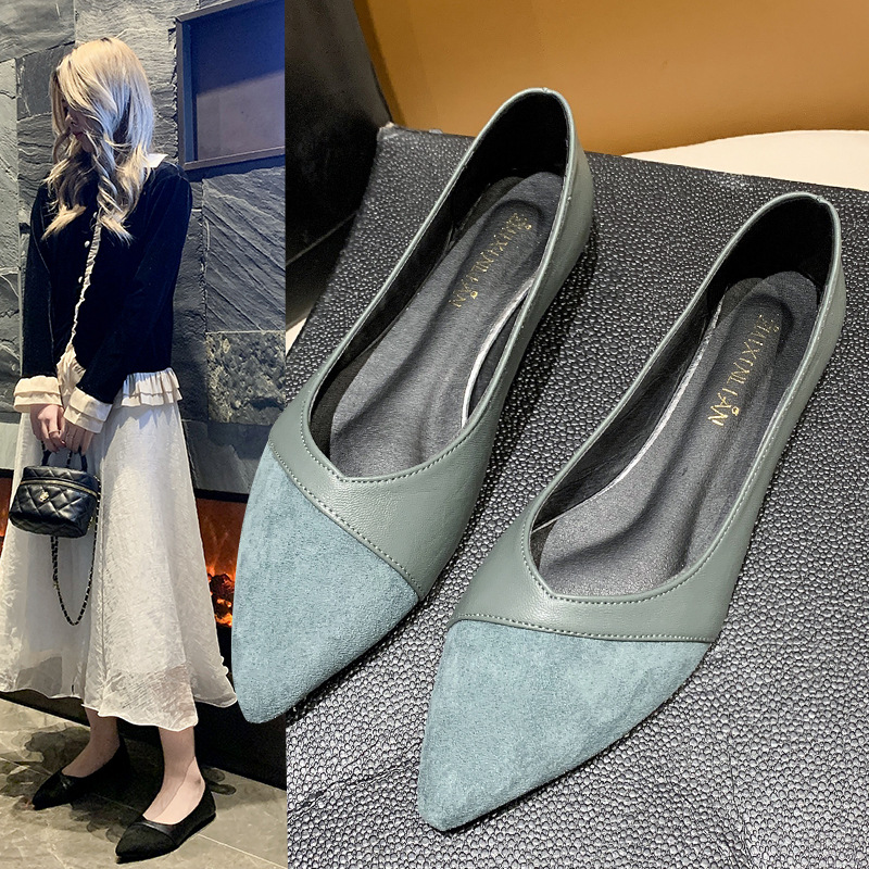 Leather Work Women Shoes - Scarpe piatte in pelle nera da