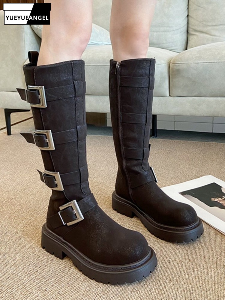 Leather Work Women Shoes - Stivali Alti da Donna alla Moda