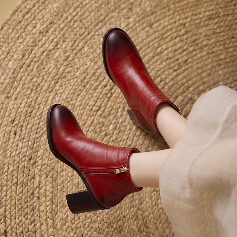 Stivaletti con Tacco Quadrato  - Leather Work Women Shoes recensione e prezzo